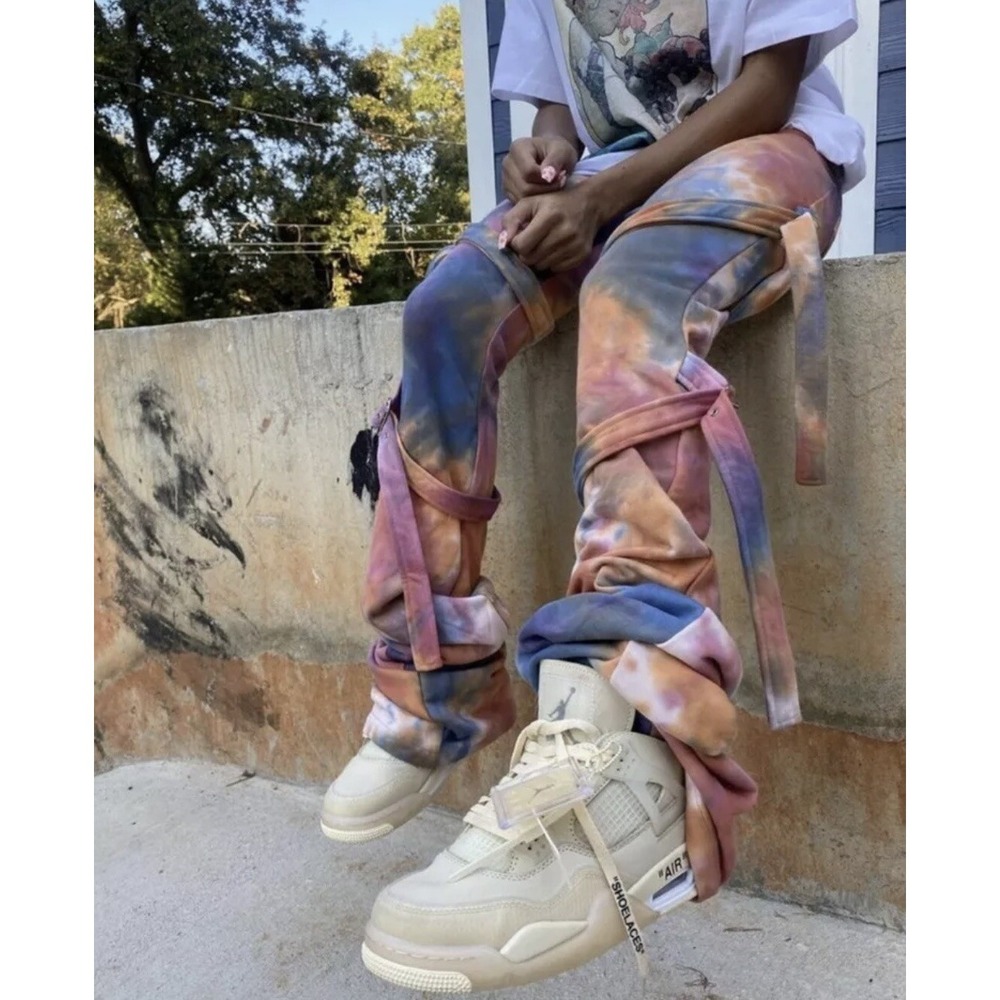 NWT Shane Justin Unisex Size Large Tie Dye Buckle Legs Long Pants Hype Rare - Picture 5 of 11